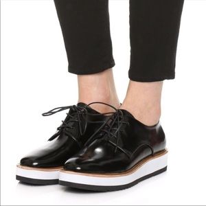 Vince Black Leather Platform Oxfords